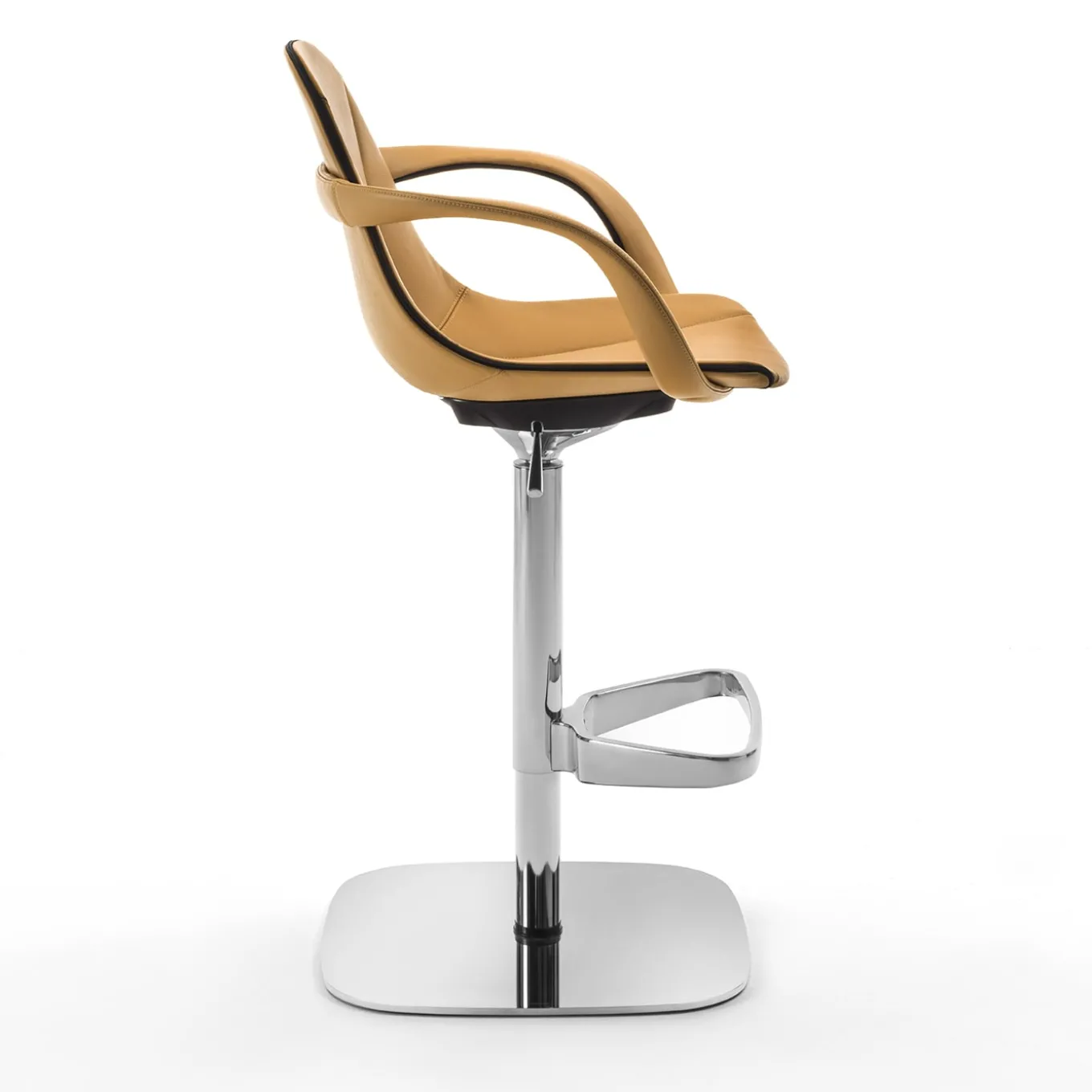 Couture Orange Leather Swivel Stool