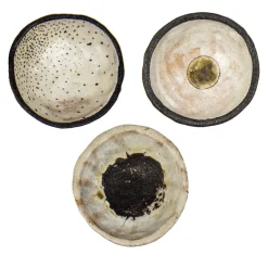 Crateri Set of 3 Brown and White Bowls