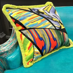 Crazy Glass Fringed Square Cushion by Carlo Rampazzi