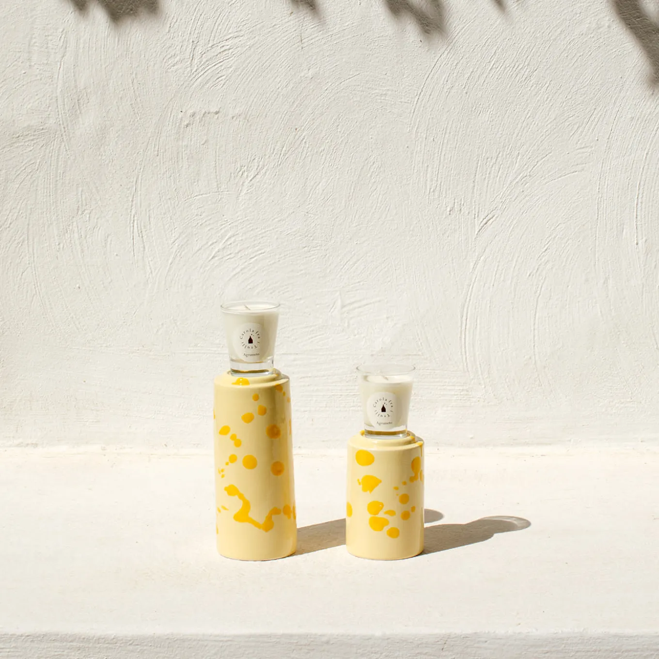 Cream and Yellow Totem with Scented Candle Fragrance Agrumeto