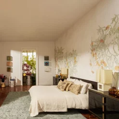 Cream Heavy Linen Bed Cover with Sewing