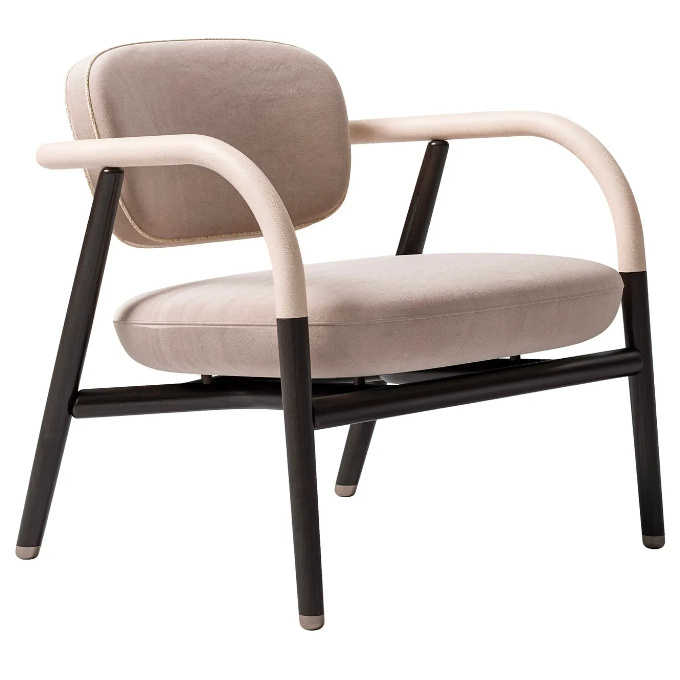 Cream Leather and Fabric Occasional Armchair