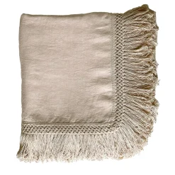 Cream Tablecloth with Extra Long Fringe