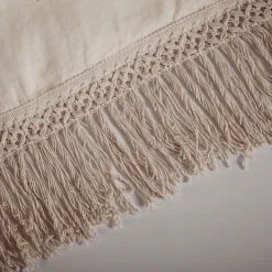 Cream Tablecloth with Extra Long Fringe
