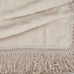 Cream Tablecloth with Extra Long Fringe