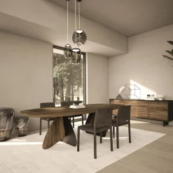 Cross solid Walnut wood and iron Dining Table