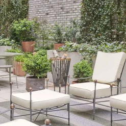 Crossweave Tall Cushioned Pouf