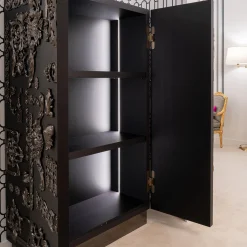 Crown Century Black Ash Wood Bar Cabinet