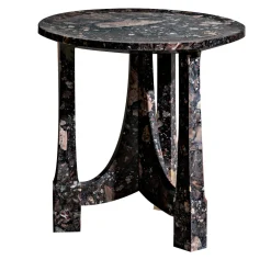 Crown Round Broccatello Viola Marble Side Table