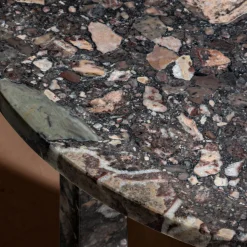 Crown Round Broccatello Viola Marble Side Table