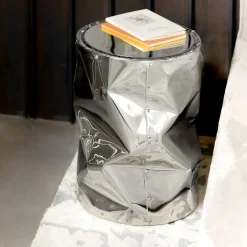 Crumpled Chrome Aluminium Stool #2