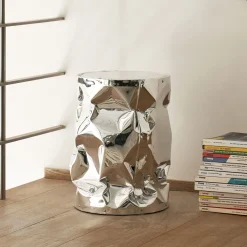 Crumpled Chrome Aluminium Stool #2