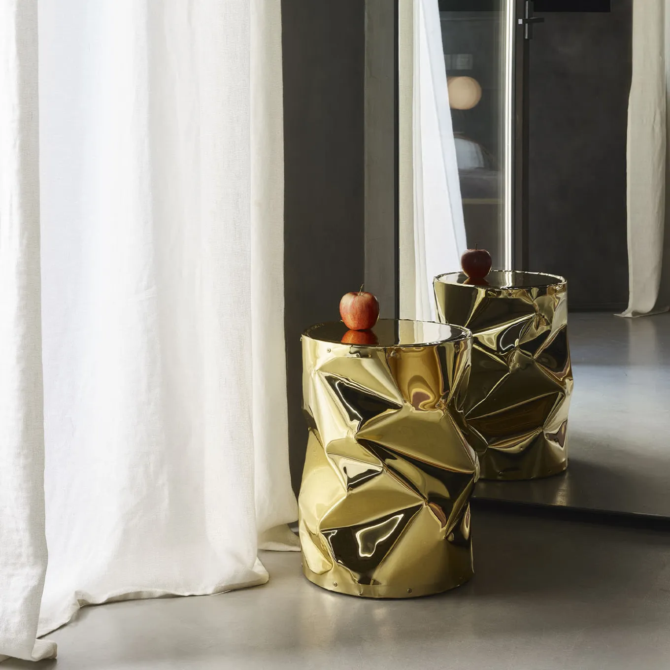 Crumpled Gold Aluminium Stool #1