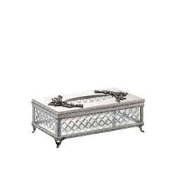 Crystal and Brass Rectangular Tissue Box Holder