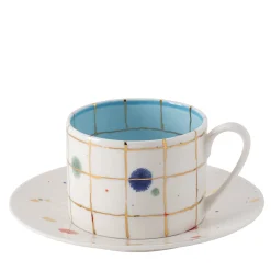 Crystal Straight Tea Cup And Saucer