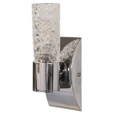 Crystal Tube 1-Light Small Chromed Brass &Crystal Wall Lamp