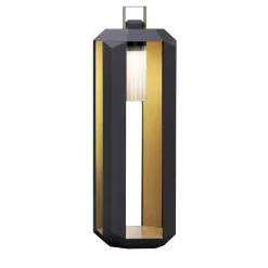Cube Rechargeable Large Dark-Bronze & Gold Outdoor Lantern