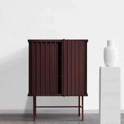 Curl Wine Red 2-Door MDF Cabinet