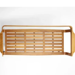 Curved Teak & Blue Textile Outdoor Sofa