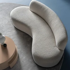 Curvy Mono White Fabric Sofa by Paola Navone