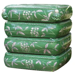 4-Cushions Green Ceramic Pouf