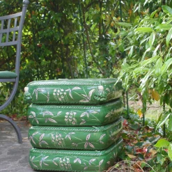 4-Cushions Green Ceramic Pouf