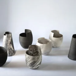 Cut Medium Raku Clear Vase