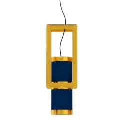 Cylinder Blue & Gold Pendant Lamp