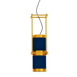 Cylinder Blue & Gold Pendant Lamp
