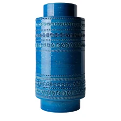 Cylinder Blue Reel Vase by Aldo Londi