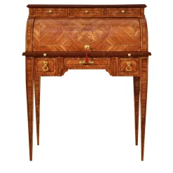 Cylinder Roll-Top Wood Writing Desk