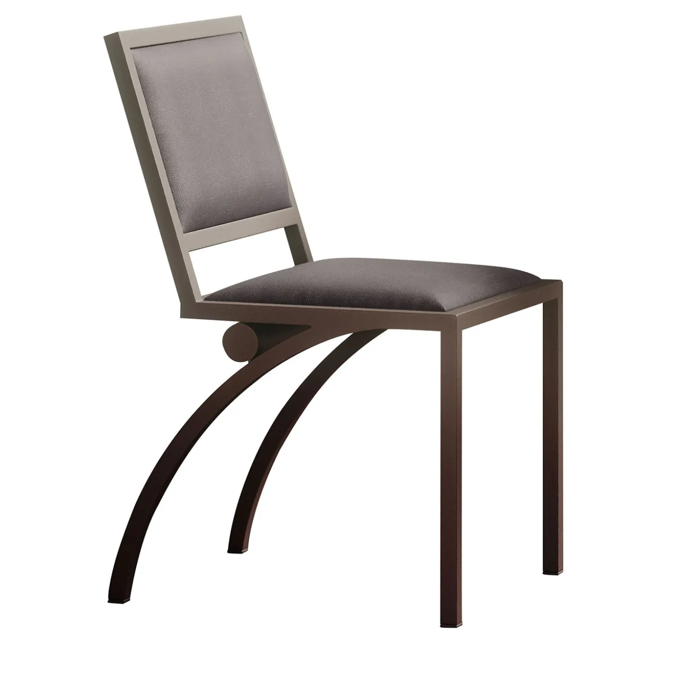 Cylindre Leather & Bronze Finish Iron Chair