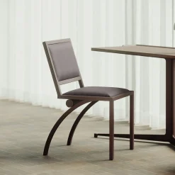 Cylindre Leather & Bronze Finish Iron Chair