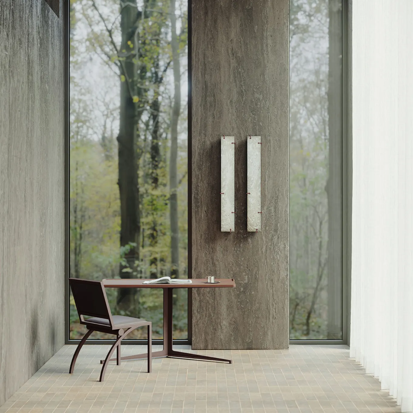 Cylindre Leather & Bronze Finish Iron Chair