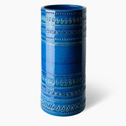 Cylindrical Blue Vase by Aldo Londi