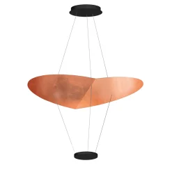 Cyrcle black pendant lamp with copper leaf