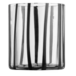 Cyrcus Striped Black and Transparent Murano Glass Tumbler Glass