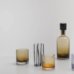 Cyrcus Striped Black and Transparent Murano Glass Highball Glass