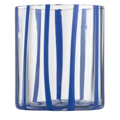 Cyrcus Striped Blue and Transparent Murano Glass Tumbler Glass