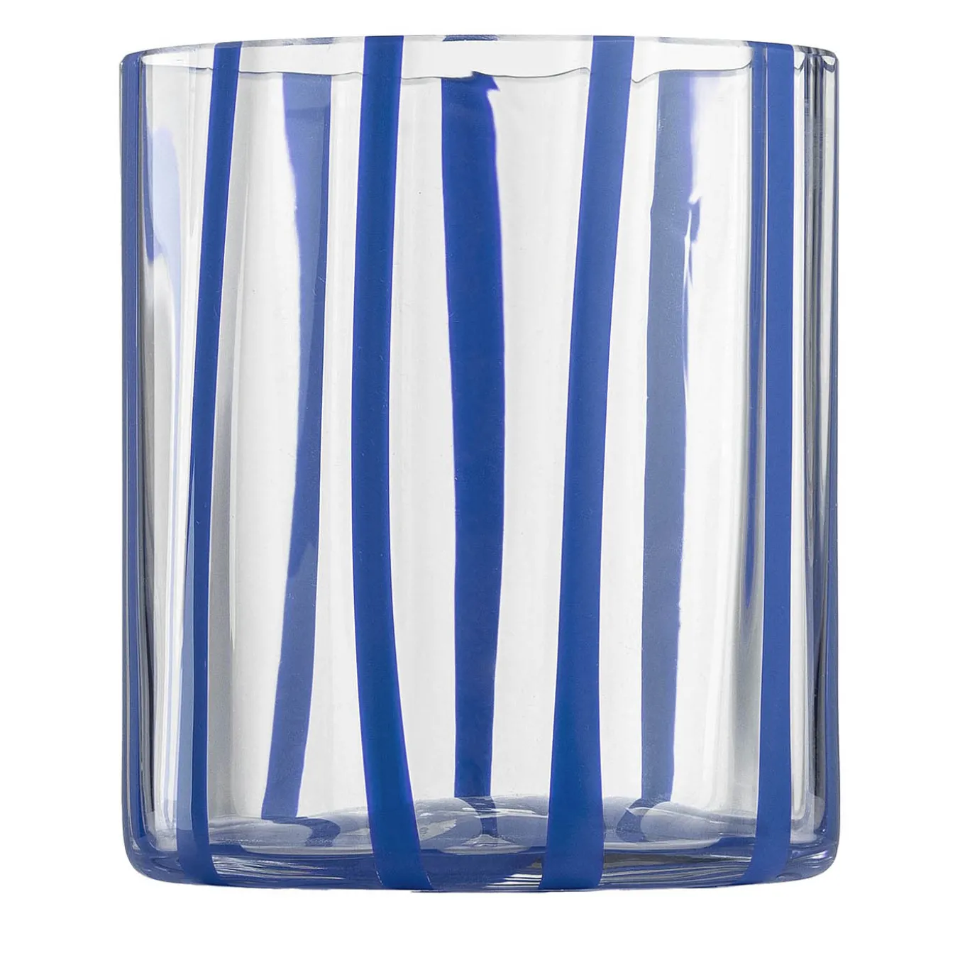 Cyrcus Striped Blue and Transparent Murano Glass Tumbler Glass