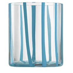 Cyrcus Striped Light-Blue &Transparent Murano Glass Tumbler Glass