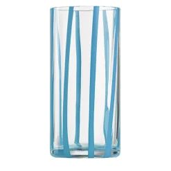 Cyrcus Striped Light-Blue&Transparent Murano Glass Highball Glass