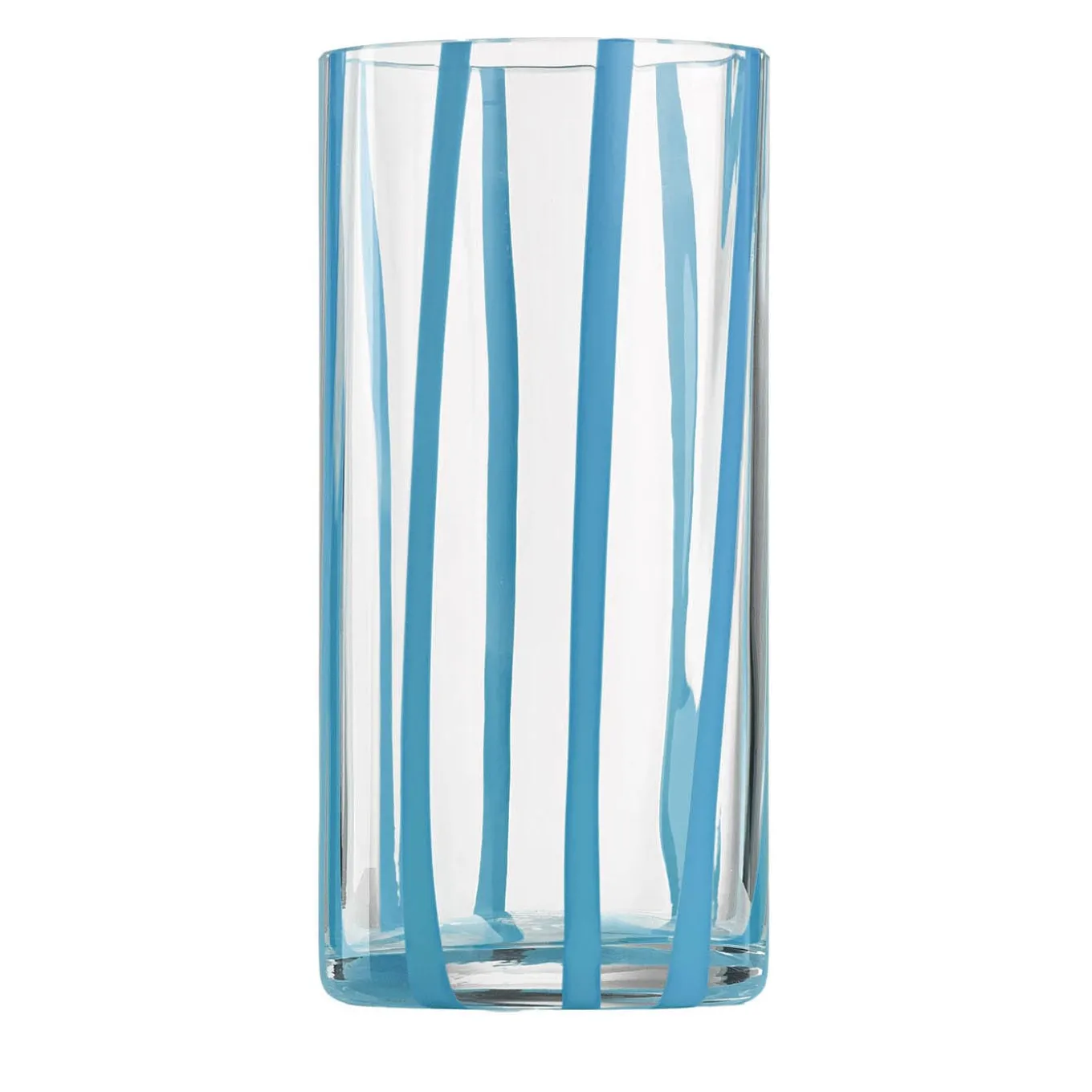 Cyrcus Striped Light-Blue&Transparent Murano Glass Highball Glass