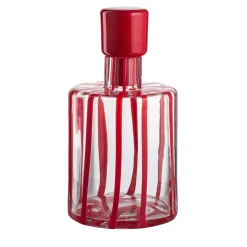 Cyrcus Striped Red & Transparent Murano Glass Bottle