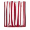 Cyrcus Striped Red & Transparent Murano Glass Tumbler Glass