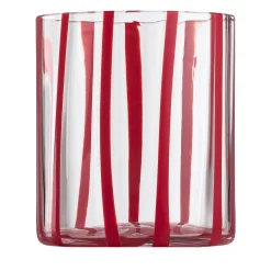 Cyrcus Striped Red & Transparent Murano Glass Tumbler Glass