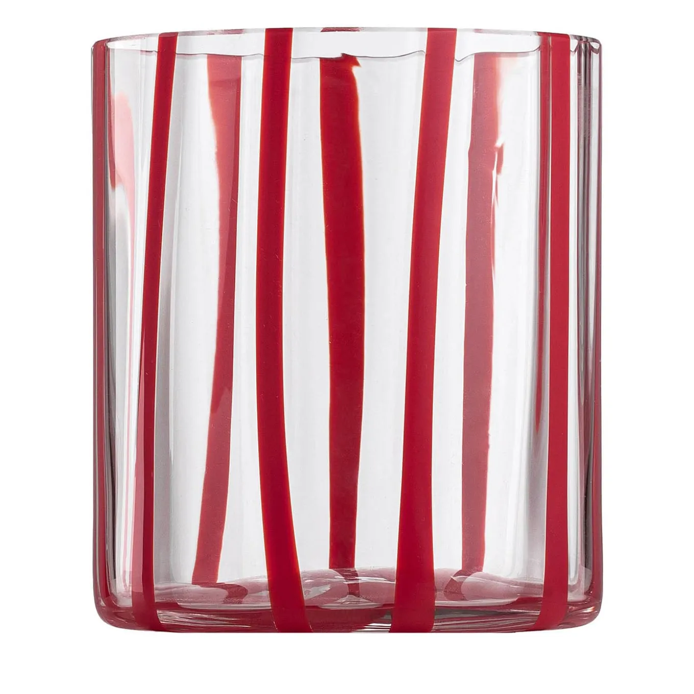 Cyrcus Striped Red & Transparent Murano Glass Tumbler Glass