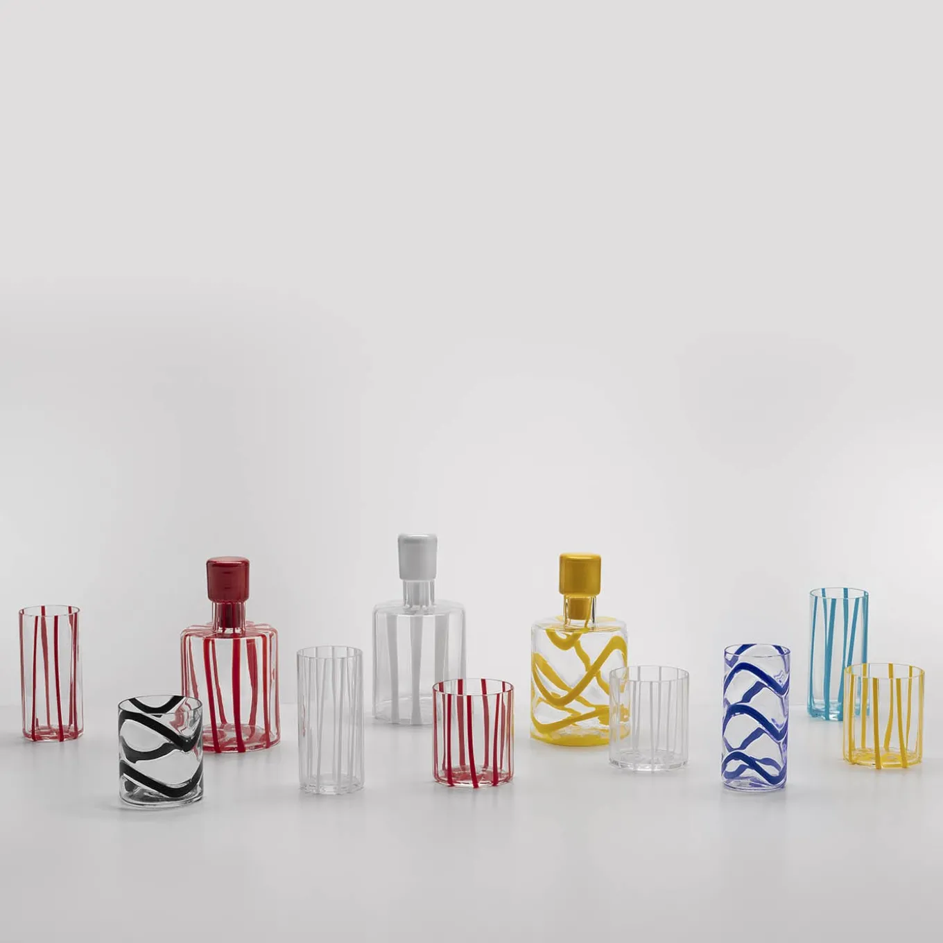 Cyrcus Striped Red & Transparent Murano Glass Tumbler Glass