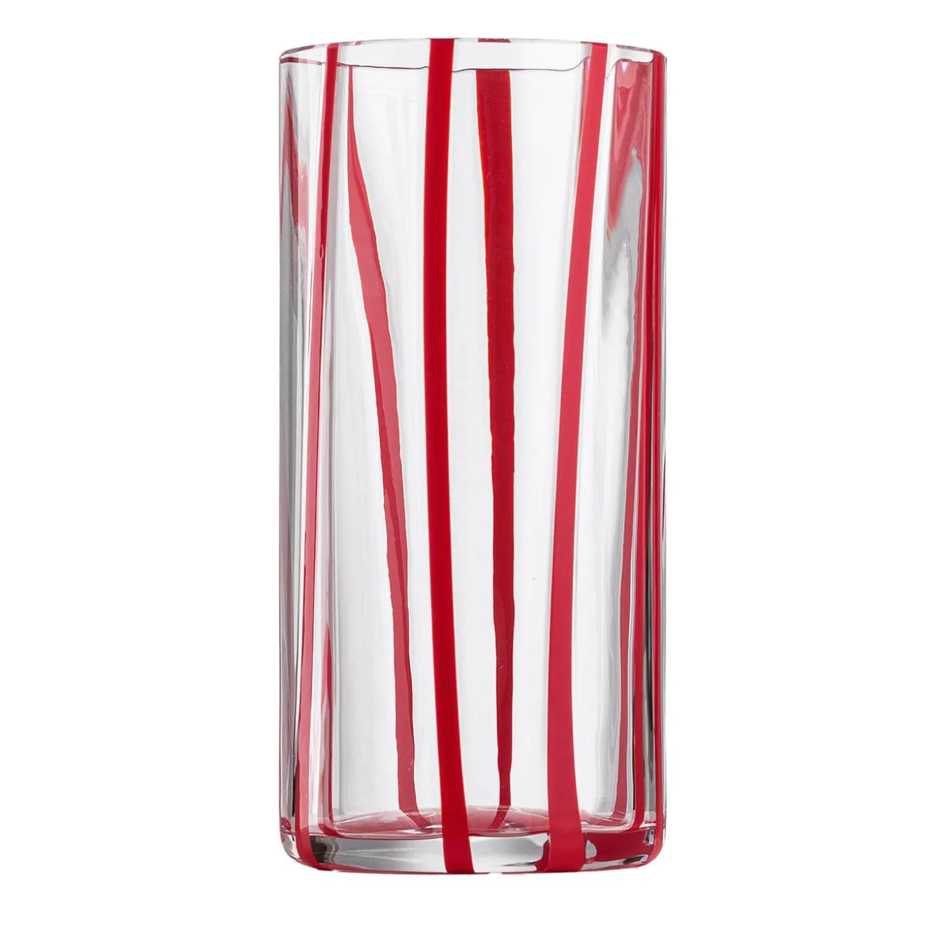 Cyrcus Striped Red and Transparent Murano Glass Highball Glass