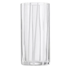Cyrcus Striped White and Transparent Murano Glass Highball Glass